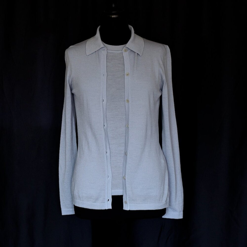 Calvin Klein Pale Blue Fine Wool Sweater Set - Italy